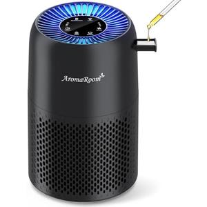 Air Purifiers for Home Bedroom, AromaRoom H13 HEPA Air Purifier Filter for Allergies, Pollen, Smoke, Dusts, Pets Dander, Odor, Hair, 22dB Quiet Air Cleaner for Room, Office, Dorm, AP100-B (Black)