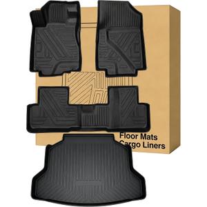Floor Mats Cargo Liners Compatible with 2012-2016 Honda CR-VAll Weather Waterproof Durable Anti-Slip Odorless Custom-fit Front Rear 2 Rows Back Trunk Tray Full Set Carpet Protection Liner