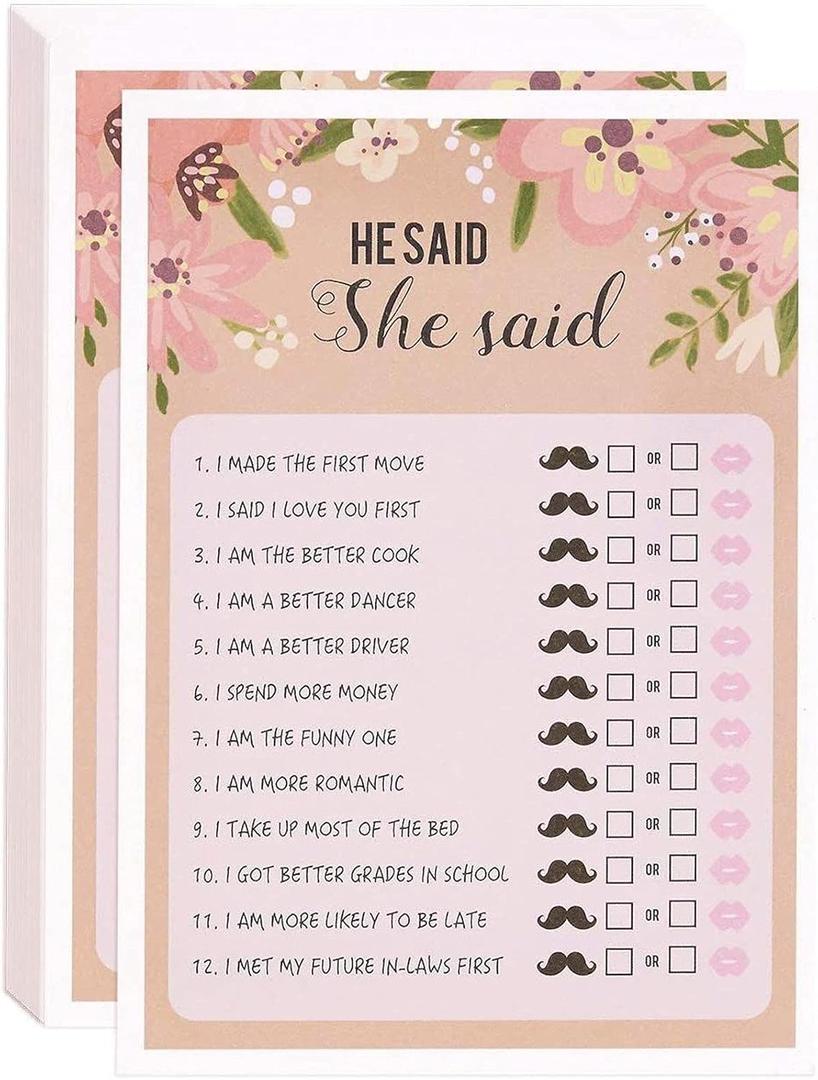 BEST PAPER GREETINGS 50 Pack Floral Wedding Advice Cards for Bride, Bridal Shower Games