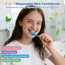 5-in-1 Disposable Toothbrush with Toothpaste (70 Pack), Mini Travel Toothbrushes with Soft Bristles, Dental Floss, Toothpick & Tongue Scraper, No Water Needed, 4 Flavors