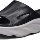 Recovery Slides for Men and Women - Orthopedic Sandals with Arch Support & Thick Cushion, Plantar Fasciitis Slippers, Lightweight Non-Slip Slides for Post-Workout Recovery (Black Gray), 14 Women/13 Men