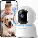 GOLSPARK Indoor Security Camera 2K, Pet Camera for Home Security, Dog Cam Pan/Tilt, Motion Tracking, 2-Way Audio, Night Vision Baby Monitor, Siren Alert, 24/7 Cloud &SD Card Storage, 2.4GHz (White)