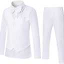 DISAUR Boy Suits 5 Pcs Slim Fit Suit Including Vest Pants Dress Shirt Bow Tie and kerchief for Formal Occasions 10 Years