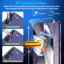 firtstnow 3 Pack for Samsung Galaxy S24 Plus Screen Protector Tempered Glass + 3 Pack Camera Lens Protector, Military Grade Shatterproof, 9H Hardness, Fingerprint Unlock, Case Friendly 6.7 Inch