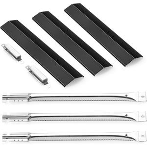 Grill Replacement Parts for Oklahoma Joe's Longhorn Combo 3-Burner Charcoal/Gas Smoker, Heat Plate Shield 1767017 1767054 16202046 Grill, Grill Parts Burner Tube & Crossover Tubes for Oklahoma Joe (11851)