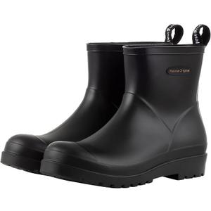planone Short Rain Boots Women Fashion Waterproof Chelsea Boots for Women Matte Outdoor Garden Shoes Ankle Muck Boots for Ladies Non Slip Work Shoes Rubber Boots with Premium Comfort Insole 11
