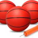 Gamtec 6" Small Basketballs for Kids, Toddler 6 Inch Little Ball for Over Door Mini Hoop, Silence Rubber Basketball Ball for Indoor Outdoor, Beach Sand Toy Balls for Pool Hoop 2PCS with Pump