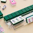 American Mahjong Tile Set(4 Layer), 1.2'' Mahjong Tile Set with Carrying Bag, 160 Green Travel Mahjong Set, 4 All-in-One Rack/Pushers & Accessories, Birthday Gifts for Women Mahjong Enthusiasts, 1.2 inches x 0.9 inches x 0.5 inches
