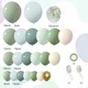 150Pcs Dusty Blue Green Balloon Garland Arch Kit, Ash Mist Green Haze Fog Blue Sand White Gold Balloons for Baby Shower Jungle Safari Woodland Wild One Bridal Birthday Party Decorations
