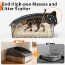 AIPERRO Stainless Steel Litter Box | Metal Kitty Litter Box with Lid High Sided for Small Cats or Injured Cats, Bunny Litter Boxes, Low Entry, Odor-Free, Non-Stick,Includes Scoop (Dark Gray, Small)  17.3"L x 13"W x 8"H