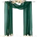 Socomi Wedding Arch Draping Fabric 29" x 20Ft 1 Panel Emerald Green Sheer Outdoor Curtain Drapes Extra Long for Wedding Ceremony Birthday Party Decoration