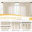 YoungsTex Oatmeal Linen Cafe Curtains 24 Inches Long - Small Half Drapes Semi Sheer with Rod Pocket Back Tab for Bathroom Farmhouse Kitchen Windows Over Sink 2 Panels, 29 X 24 Inch