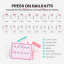 2 x Pink & White French Tip Press on Nails Easter - GJZEZ Soft Gel Almond Nail Press-On, Minimalist Elegant Fake Nails for Women Weddings Bridal Party | 16 Sizes - 32 pcs Reusable Nail, Blush French