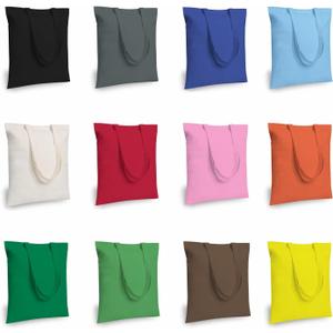 TOPDesign 12-Pack Economical 16"x15" Cotton Tote Bag, Lightweight Medium Reusable Grocery Shopping Cloth Bags, Suitable for DIY, Advertising, Promotion, Gift, Activity (Multi)