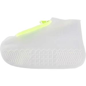 Women Men Rubber Shoes Cover Zippers Unisex Reusable Waterproof Shoes Covers White Non Slip Silicone Rain Covers Shoes (X-Large)