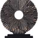 Gold Home Decor Sculpture, Above Kitchen Cabinet Decor Aesthetic, Living Room Decor Round Statue Medallion, Center Pieces Decoration for Table - Ideal Coffee Table Blue Bedroom, Office Desktop Decor