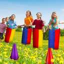 53 Pieces Outdoor Lawn Game Carnival Toss Set Potato Sack Race Bags Egg and Spoon Race Party Ring Bean Bag Tossing Cones Prizes for Adult Family Birthday Party Outdoor Game Supplies