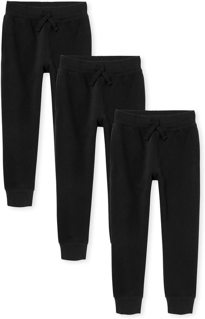 The Children'S Place Boys Active Fleece Jogger Sweatpants (Black 3 Pack)