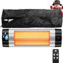 Wall Mounted Infrared Heater with 1 Seconds Instant Warmth, Quiet Electric Radiant Heating for Garage Greenhouse Porch, 1500W Adjustable Temperature Patio Heater