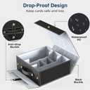 Budding Joy Card Storage Box for Trading Cards 1800+ with Small Case, MTG Commander Deck Box with Portable Handle, Magnetic Deck Case Fit for Top Loader TCG, PTCG, Magic, Sports Cards, Black Grey (3 Rows)