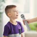 2 x Fake Microphone Prop Plastic Play Microphone Glitter Silver Rhinestone Microphone Prop Microphone For Disco Stage Party