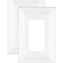 Monarch Abode Rocker Light Switch Cover Plate – 1-Gang White Decorator Wall Plates, Architectural Decorative Outlet Covers Wall Plates for Receptacle, GFCI Electric Outlet Cover, Pack of 2