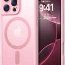 Thomo Magnetic for iPhone 16 Pro Case, [Full Camera Protection] [Compatible with Magsafe] Military-Grade Shockproof, Anti-Fingerprint Translucent Matte Phone Case,Pink