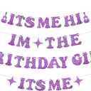 Canitor Its Me Hi Im the Birthday Girl Its Me Banner Happy Birthday Banner Birthday Party Decorations for Fans Girls Women Purple