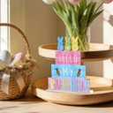Easter Decorations Peeps Decorations Easter Bunny Decorations Carrot Decor Wooden Table Decor for Home Office Living Room Bathroom Bedroom Farmhouse Shelves Desk 6.4x6.4x0.2 inches