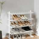 Varhomax White Shoe Rack, 4-Tier Bamboo Shoe Rack Organizer for Closet and Entryway, Thick Wooden Free Standing Shoe Shelf for Small Spaces, Sturdy & Versatile for Bedroom and Garage