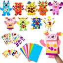 WATINC 9Pack Hand Puppet Art Craft - DIY Making Your Own Paper Sock Puppets Kits Wiggle Googly Eyes, Imaginative Early Learning Classroom Family Storytelling Games Pretend Party Supplies (Monsters)