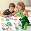 Dinosaur Valentines Day Box and Cards for Kids School, Valentines Day Gifts for Kids with Valentine Dino Card for Classroom Exchange, Party Favor (1 Dinosaur Box, 32 Valentine Cards, 1 Teacher Card)