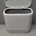 3 Gallon Slim Small Bathroom Trash Can with Lid, White Dog Proof Garbage Can with Air-Press Bag Expander & Removable Bucket, Narrow Bathroom Waste Basket for Bedroom, Office, Dorm