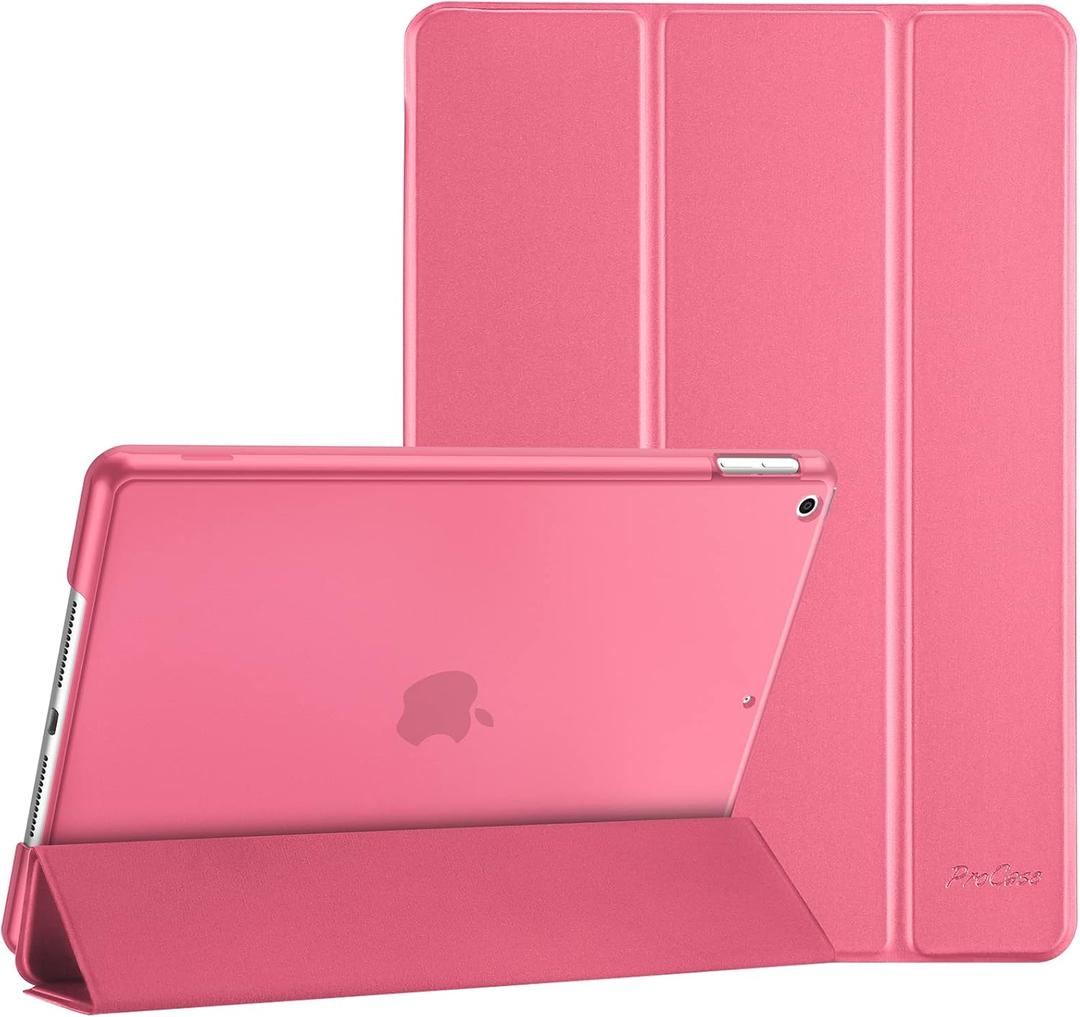 ProCase for iPad 9th/ 8th/ 7th Generation Case 10.2 Inch, iPad 10.2 Case 2021/2020/2019, Slim Smart Cover with Translucent Hard Shell Back, Supports Touch ID, Auto Wake/Sleep -Melonpink