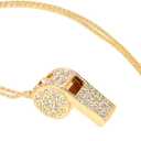 Gold Whistle Necklace for Women - Crystal Gold Plated Long Rhinestone Sweater Chain Pendant Jewelry Gift for Women Men