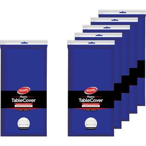 Neatiffy 54 x 108 Inch 6 Pack Rectangle Plastic Table Cloth Picnic/Camping/Party/Banquet Table Cover. Disposable/Reusable Tablecloths -Royal Blue