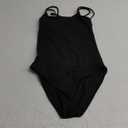 Milumia Girl's One Piece Swimsuit Cute Tie Dye Criss Cross Bathing Suit Swimwear (12 Years, Solid Black)