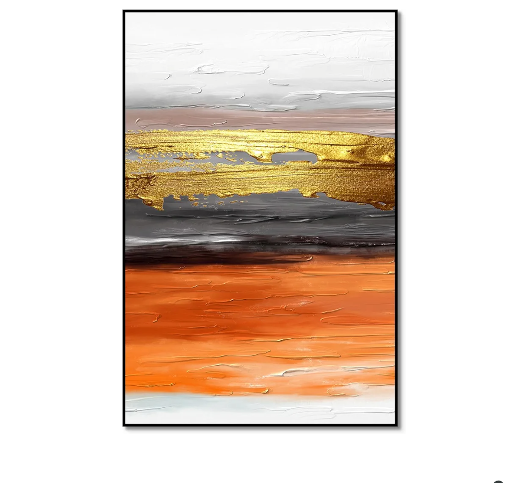 YPY Orange Wall Decor Living Room: Funky Burnt Orange Vertical Wall Decorations, Modern Abstract Wall Art Canvas Pictures for Hallway Bathroom Bedroom Dining Room 36L" x 24W"