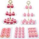 Frigg Dessert Table Display Set,5Pcs Cake Stand,2Pcs 3 tiered Cupcake Stands and 3Pcs Dessert Trays serving trays for Party Baby Shower Wedding Tea Party