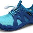 WateLves Toddler/Little/Big/Kid Water Shoes Wide Barefoot Aqua Athletic Sneakers Girls Boys Hiking Beach Swim Fast Dry Shoes Built-in Heel Grips (2.5 Big Kid, Gradient Blue)