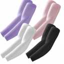 Arm Sleeves, Cooling UV Sun Protection Sports Compression for Men/Women (4 Pairs - Black+white+purple+pink)
