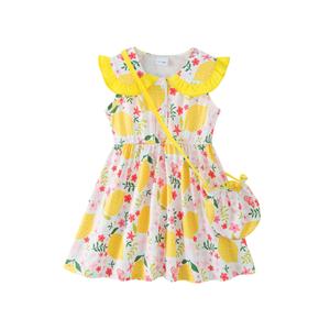 Saeaby Baby Girl Clothes Summer Dress Toddler Lemon Dresses Ruffled Sundress for Girls Cute Casual Outfit 12-18 Month Girl Clothes 1 Year Old Birthday Gift
