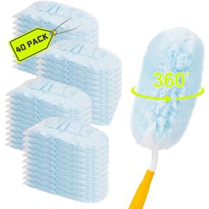 40 Count Duster Refills Kit for Most Duster,360 Heavy Duty Duster Refills, Disposable Microfiber Duster for Cleaning Home (40 Count Refills+2Handle)