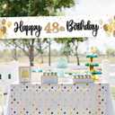 Happy 48th Birthday Decorations,48th Gold Balloon Large Birthday Hanging Banner Sign,48 Years Old Bday Party Supplies.
