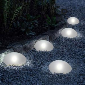 Zero Electricity 5 Set Color Outdoor Waterproof Decorative Solar Lights Ground Colorful Changing Pebbles Stones Rocks.for Garden Pathway Landscape Patio Lawn Yard Deck Walkway.