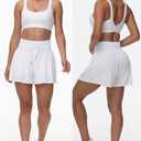 Blaosn Flowy Athletic Shorts for Women Gym Workout Running Short Pants High Waist Skort with Pocket Casual Summer Clothes (White, L)