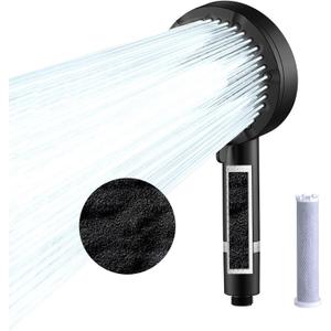 Black Shower Head Filter for Hard Water - High Pressure 9 Spray Modes, Detachable Handheld Sprayer