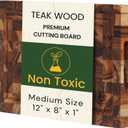 Premium End Grain Teak Cutting Board 12" x 8" x 1" with Handle & Juice Groove, Medium Thick Solid Non-toxic Wood Butcher Block for Meat, Fruit, Cheese & Kitchen Prep by New M Way