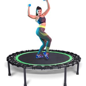 Mini Fitness Trampoline with Bungees Stable & Quiet Rebounder for Adults, Perfect for Indoor & Outdoor Workouts (Green) 40"L x 40"W x 11"H