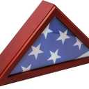 American Flag Mahogany Display Case - Wood Frame Fits 5x9.5' Folded Flag - Veteran Burial Memory - Glass Front